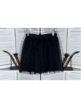 Spirit Halloween black mini skirt lace goth witch elastic waist tutu adult sz M